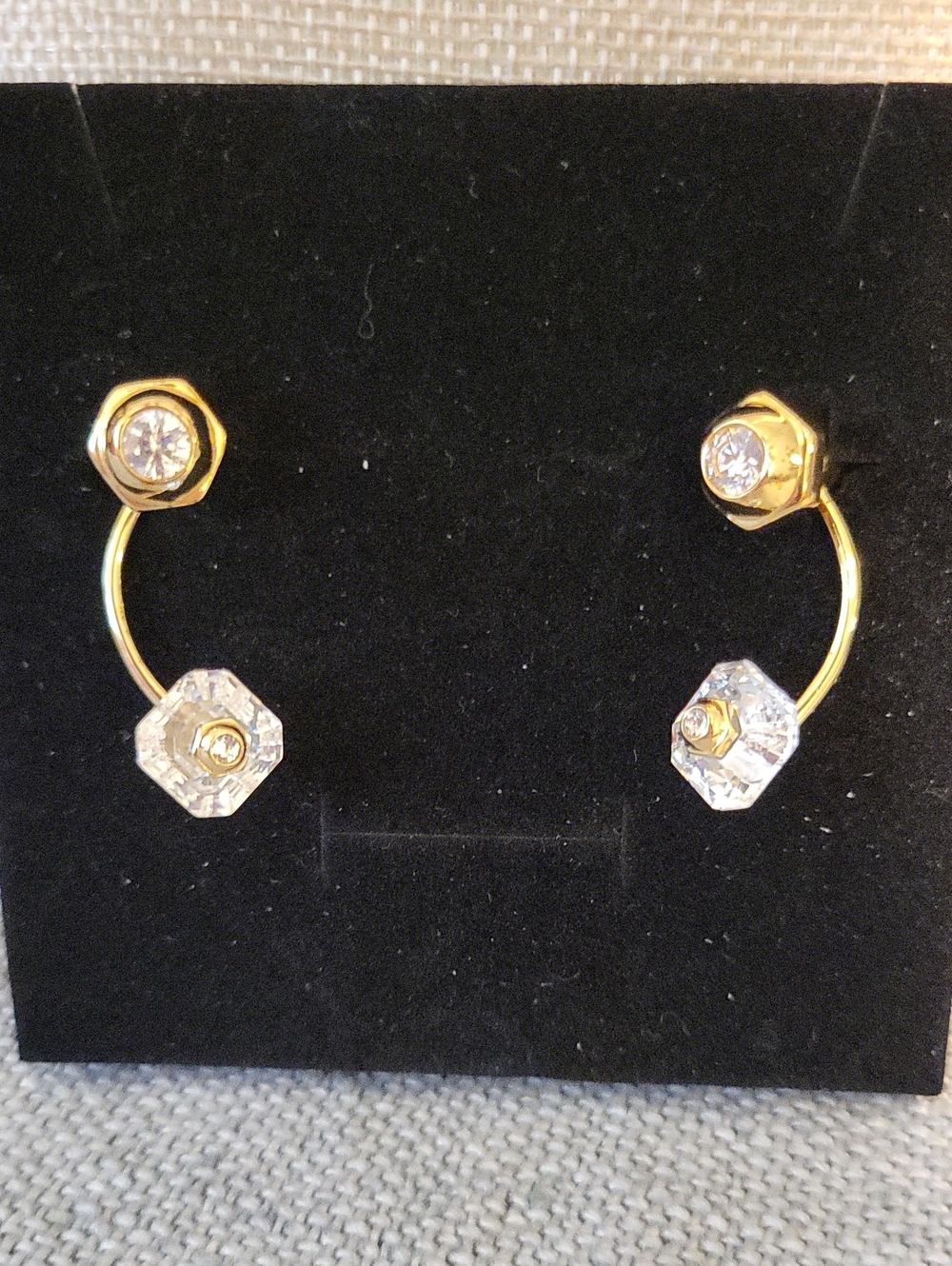 Swarovski Gold and Clear Crystal Double-Ended Hoop Earrings